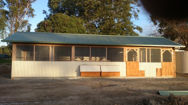 Very large chicken house at a rehabilitation centre designed and built by Yummy Gardens Melbourne