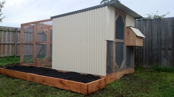 2 Tier chookhouse with raised veggie bed along side by Yummy Gardens Melbourne