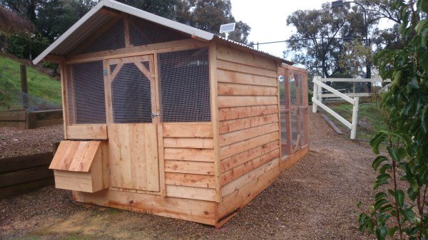 Reclaimed cypress chicken house and run by Yummy Gardens Melbourne