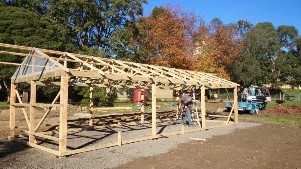 Frame of large chook house under construction by Yummy Gardens Melbourne