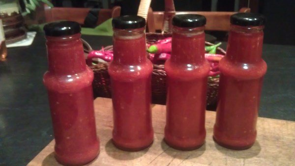 Our bottled sweet chilli sauce using our home grown chillis at Yummy Gardens Melbourne